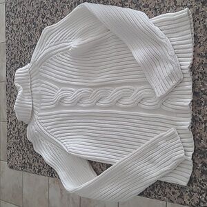 Leo & Nicole Cream Cable Knit Turtleneck Sweater